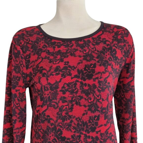 MICHAEL by Michael Kors Lace Print Bell-Sleeve Dress Dark Romantic Size S - Picture 3 of 15